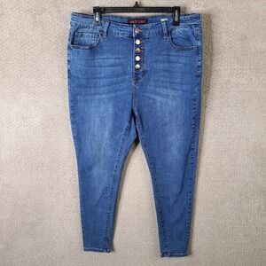 Haute Curve Jeans Womens 22 Blue Charlotte Super High Rise Skinny Button Fly